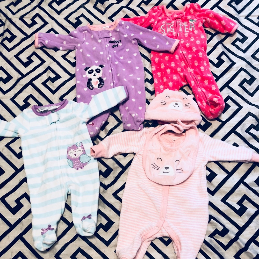 4 Pajama Onesies - Newborn